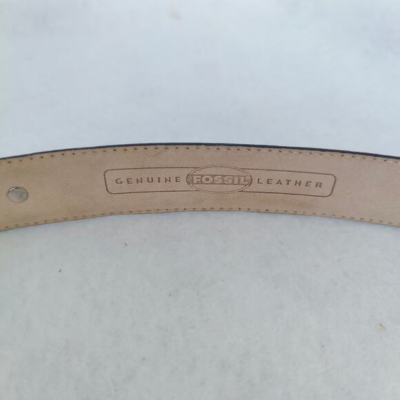Fossil Women Large Brown Croc Embossed Cowhide Leather Belt 38" Silver buckle 96 - Picture 4 of 8